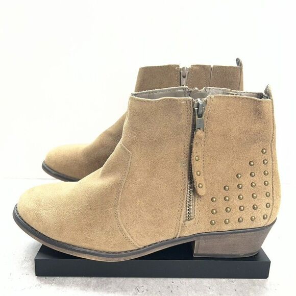 White Mountain Jackie Brown Suede Studded Zipper Ankle Boots Womens Size 9.5W - Picture 2 of 7